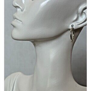FAS Vintage 925 Sterling Silver Hoop Earrings Modernist‎ Polished Signed